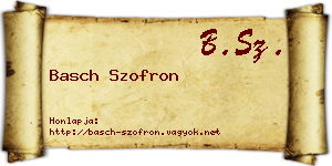 Basch Szofron névjegykártya